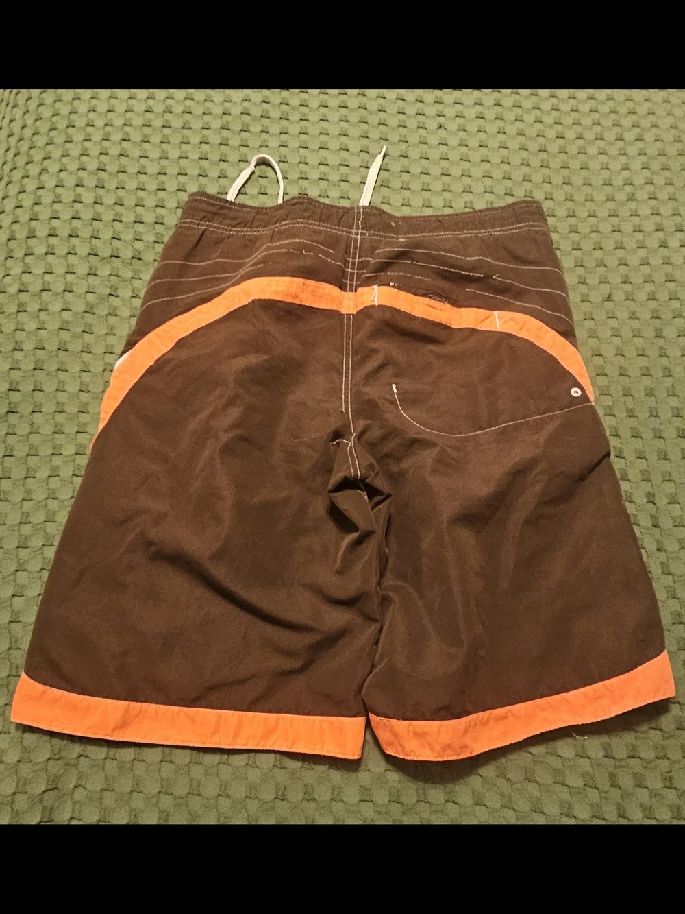 Cherokee Orange Contrast Panel Swim Shorts with Brown and White Accents